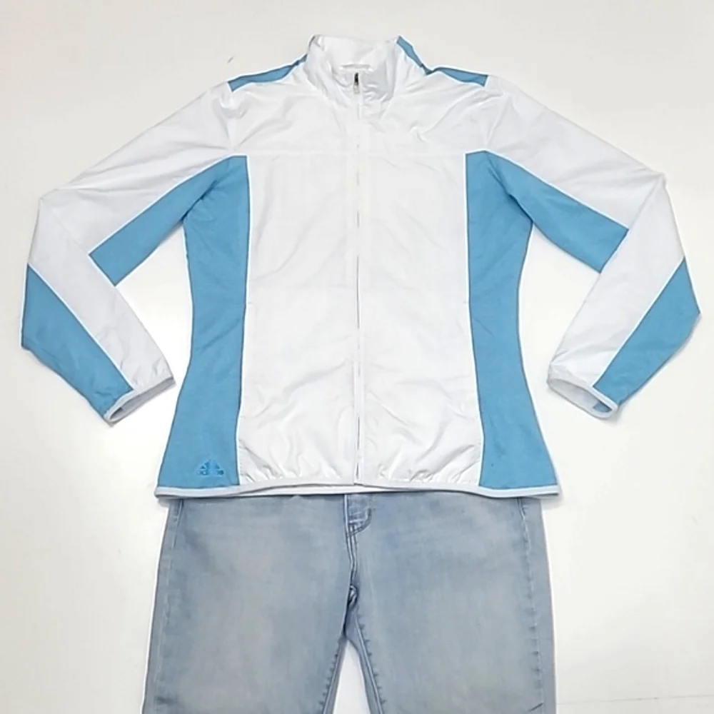 Adidas Climaproof Golf Jacket Full Zipper Windbreaker Water Resistant Crewneck